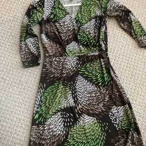 Ann Taylor Loft 3/4 Sleeve Brown and Green dress